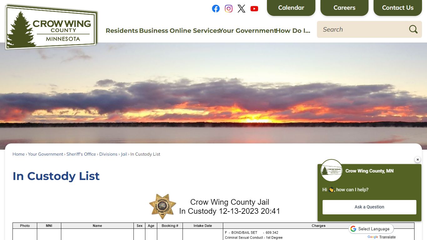 In Custody List | Crow Wing County, MN - Official Website