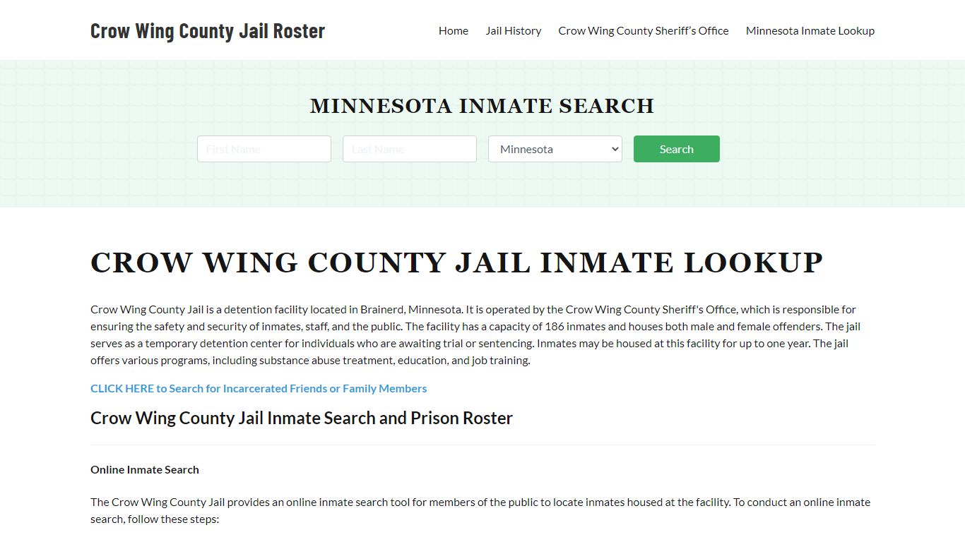 Crow Wing County Jail Roster Lookup, MN, Inmate Search